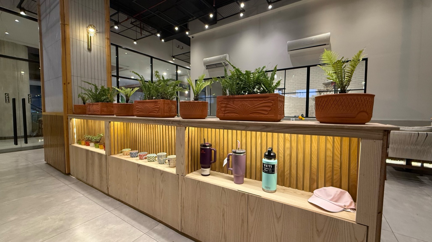 Counter and shelves at Bartlett's Café